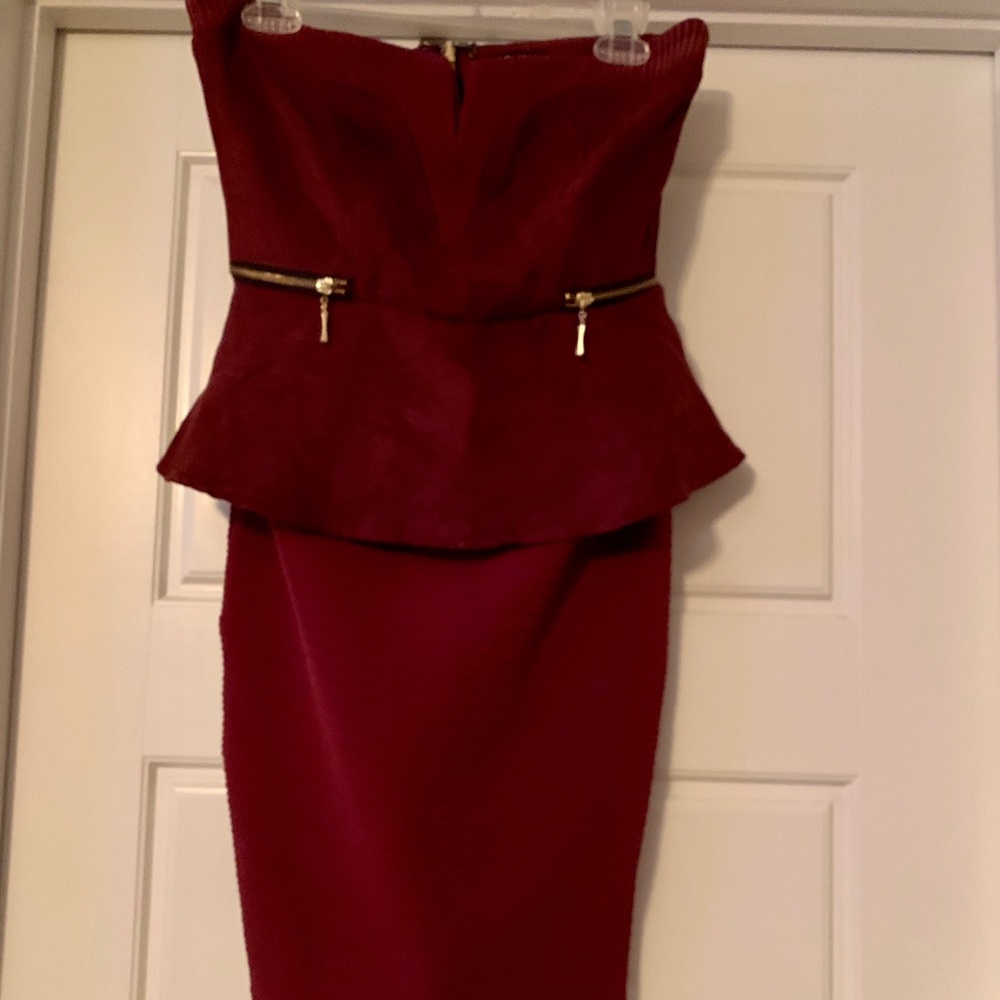 Maroon Venus peplum dress